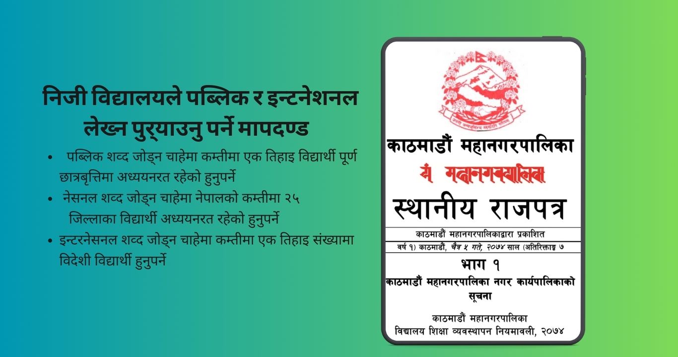 इन्टरनेशनल र पब्लिक लेख्ने विद्यालयलाई कडाइ गर्दै महानगर