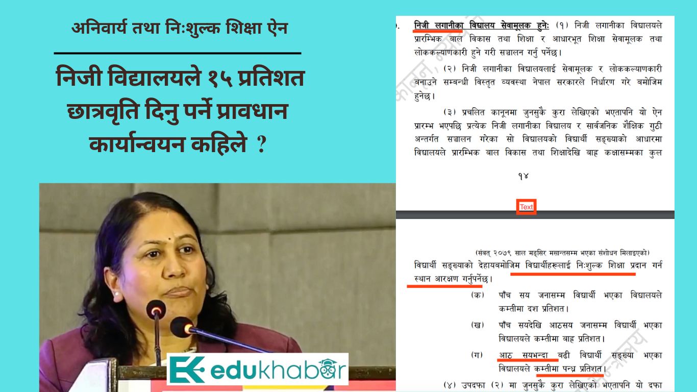 कानुनमा निजी विद्यालयमा पढ्ने १५ प्रतिशत विद्यार्थीलाई छात्रवृत्ति, व्यवहारमा न्यून