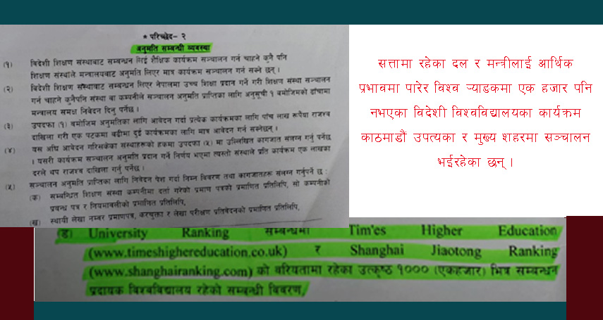 विदेशी डिग्रीमा बेथिति :  वर्ल्ड र्‍याङकिङको हजार भित्र नपरेका विश्वविद्यालयको कार्यक्रम छ्याप्छ्याप्ती !